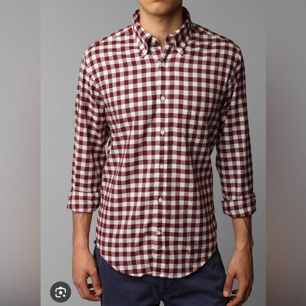 J. Crew Red and White Checkered Casual Button Down Shirt